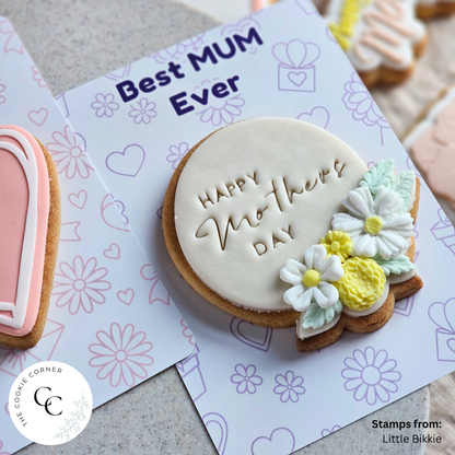 [Food Safe] Happy Mother's Day or Best Mum Ever - Double Sided Designs - Vertical Cookie Cards - 25 Pack