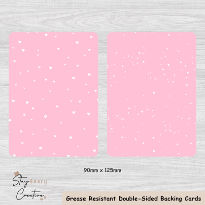 [Food Safe] Pink with Hearts or Dots - Double Sided Designs - Backing Cards - 25 Pack