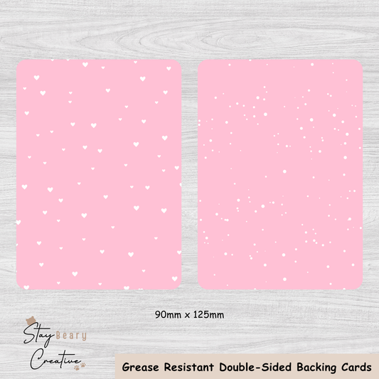 [Food Safe] Pink with Hearts or Dots - Double Sided Designs - Backing Cards - 25 Pack