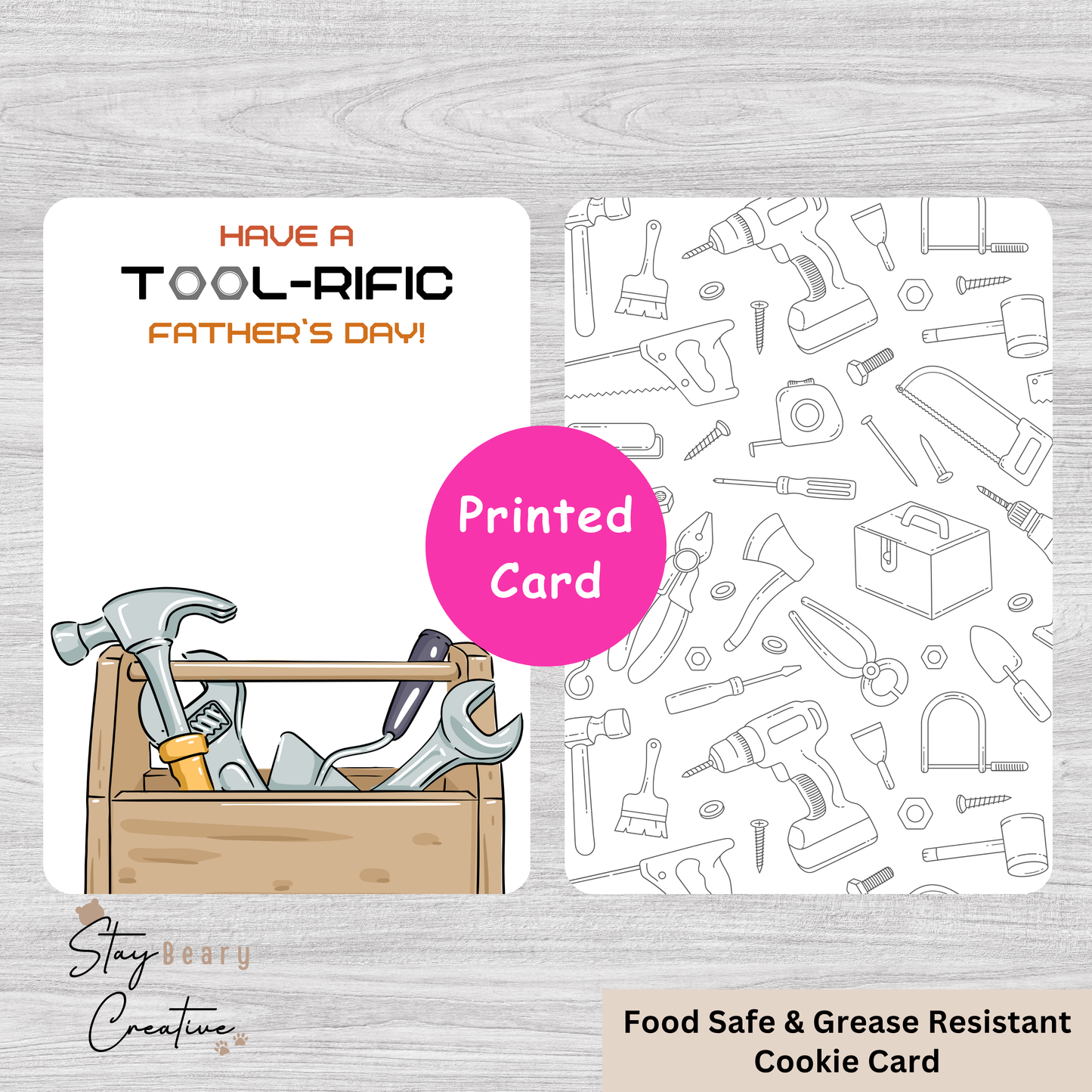 [Food Safe] Father's Day - Have A Tool-Rific Father's Day - Double Sided Designs - Cookie Cards - 25 Pack