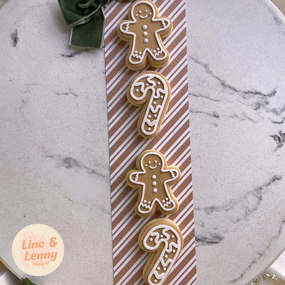 [Food Safe] Gingerbread - Stripes - Double Sided Designs - Backing Cards - 25 Pack