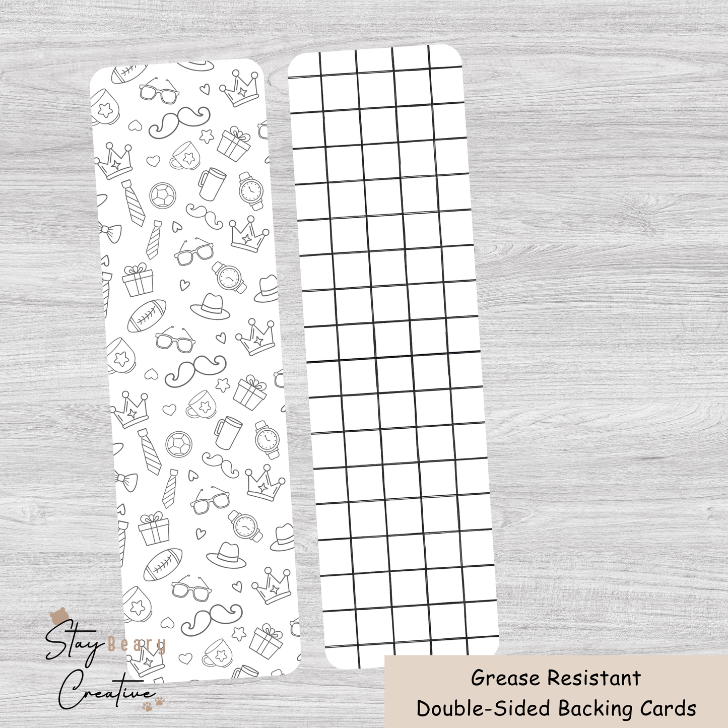 [Food Safe] Father's Day And Grid Pattern - Long Backing Cards - 25 Pack