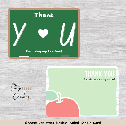 [Food Safe] Thank You For Being My Teacher - Thank You For Being An Amazing Teacher - Double Sided Designs - Horizontal Cookie Cards - 25 Pack
