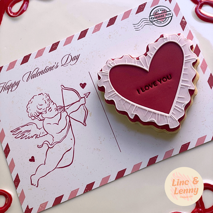 [Food Safe] Happy Valentine's Day - Cupid - Double Sided Designs - Horizontal Cookie Cards - 25 Pack