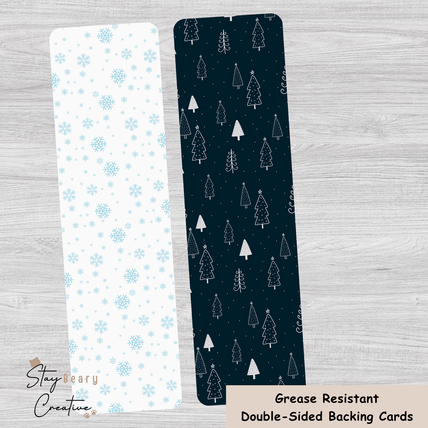 [Food Safe] Winter Forest - Double Sided Designs - Backing Cards - 25 Pack