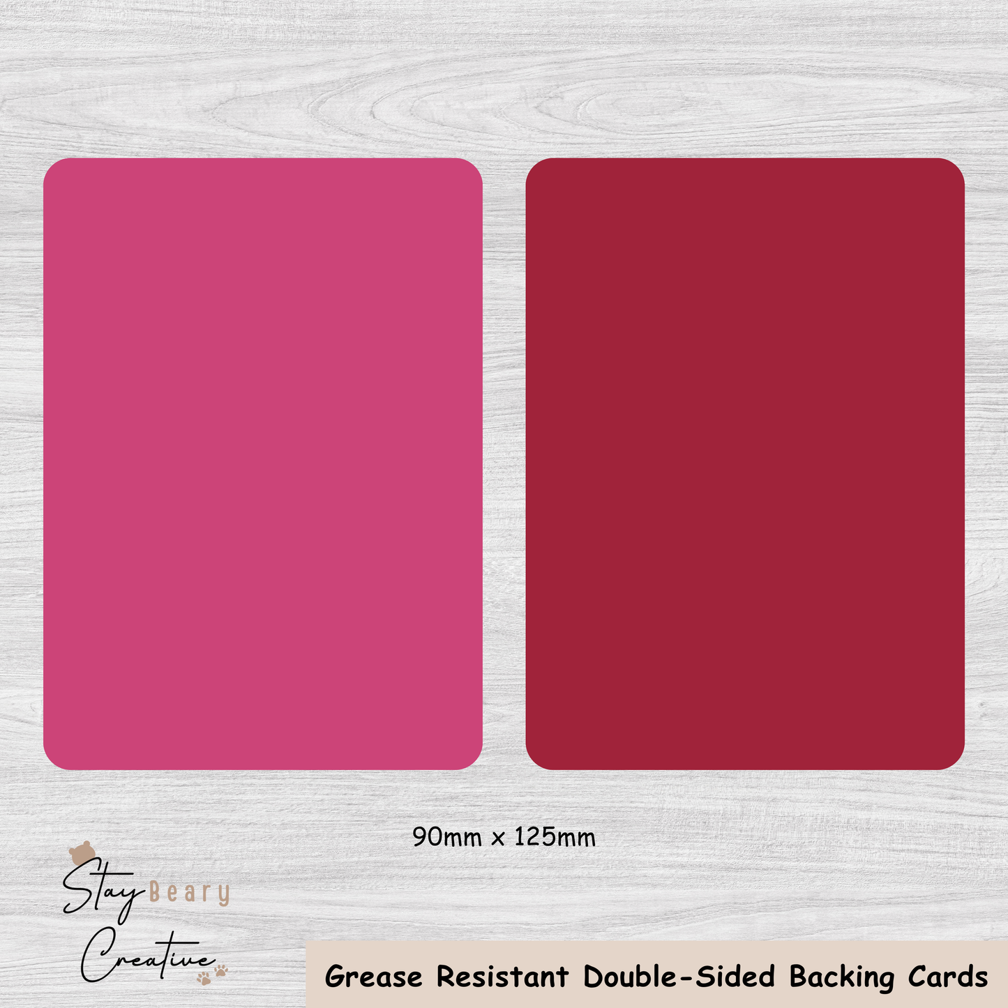 [Food Safe] Plain Fuchsia and Burgundy - Double Sided Designs - Backing Cards - 25 Pack
