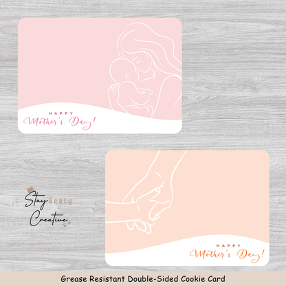 [Food Safe] Mum With Baby - Hold Hand - Double Sided Designs - Horizontal Cookie Cards - 25 Pack