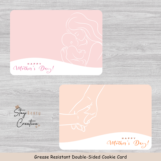 [Food Safe] Mum With Baby - Hold Hand - Double Sided Designs - Horizontal Cookie Cards - 25 Pack