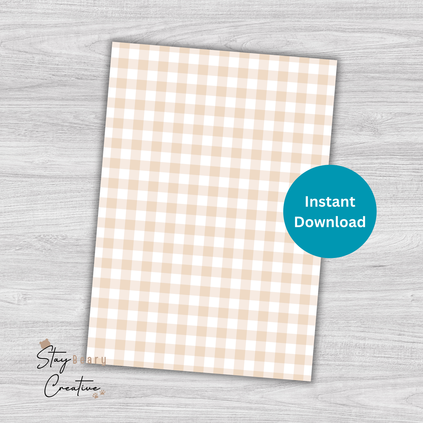 [DIGITAL] Father's Day - Dad I Love You Beary Much - Gingham Pattern - Cookie Cards - 10.5cm x 15cm - A6/Post Card