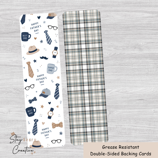[Food Safe] Father's Day And Tartan Pattern - Long Backing Cards - 25 Pack