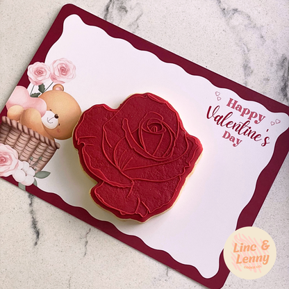 [Food Safe] I Love You Beary Much - Bear Valentine - Double Sided Designs - Horizontal Cookie Cards - 25 Pack