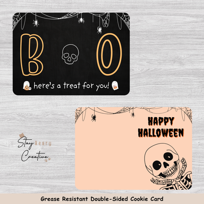 [Food Safe] Boo - Happy Halloween - Double Sided Designs - Horizontal Cookie Cards - 25 Pack