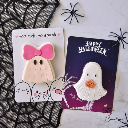 [Food Safe] Hey Boo! - Too Cute To Spook - Double Sided Designs - Vertical Cookie Cards - 25 Pack
