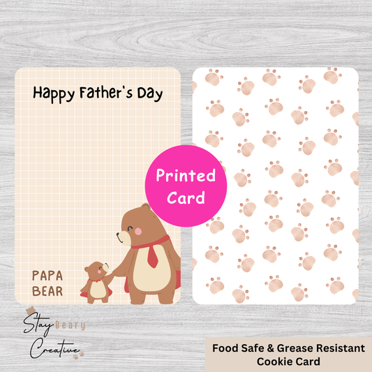 [Food Safe] Father's Day - Papa Bear - Bear Paw Pattern - Double Sided Designs - Cookie Cards - 25 Pack