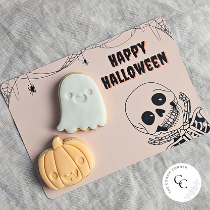 [Food Safe] Boo - Happy Halloween - Double Sided Designs - Horizontal Cookie Cards - 25 Pack