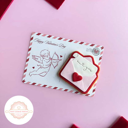[Food Safe] Happy Valentine's Day - Cupid - Double Sided Designs - Horizontal Cookie Cards - 25 Pack