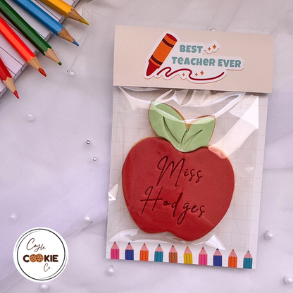 [Food Safe] Best Teacher Ever - Thank You - Double Sided Designs - Folded Bag Toppers - 25 Pack