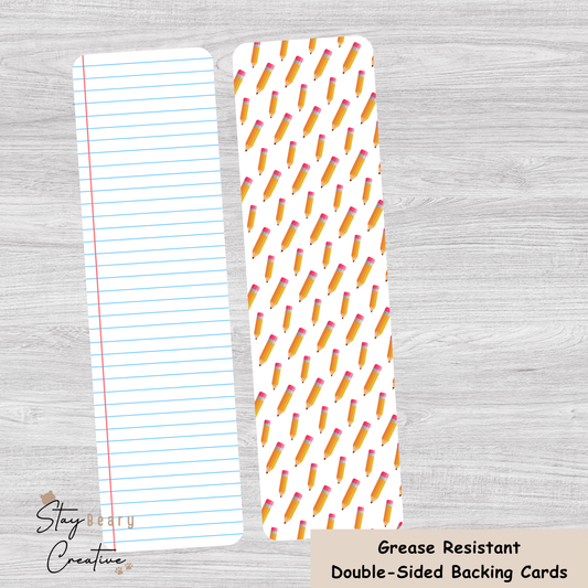 [Food Safe] Note Pad Pattern - Pencils Pattern - Double Sided Designs - Backing Cards - 25 Pack