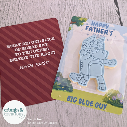 [Food Safe] Big Blue Guy Father's Day - Vertical Cookie Cards - 25 Pack