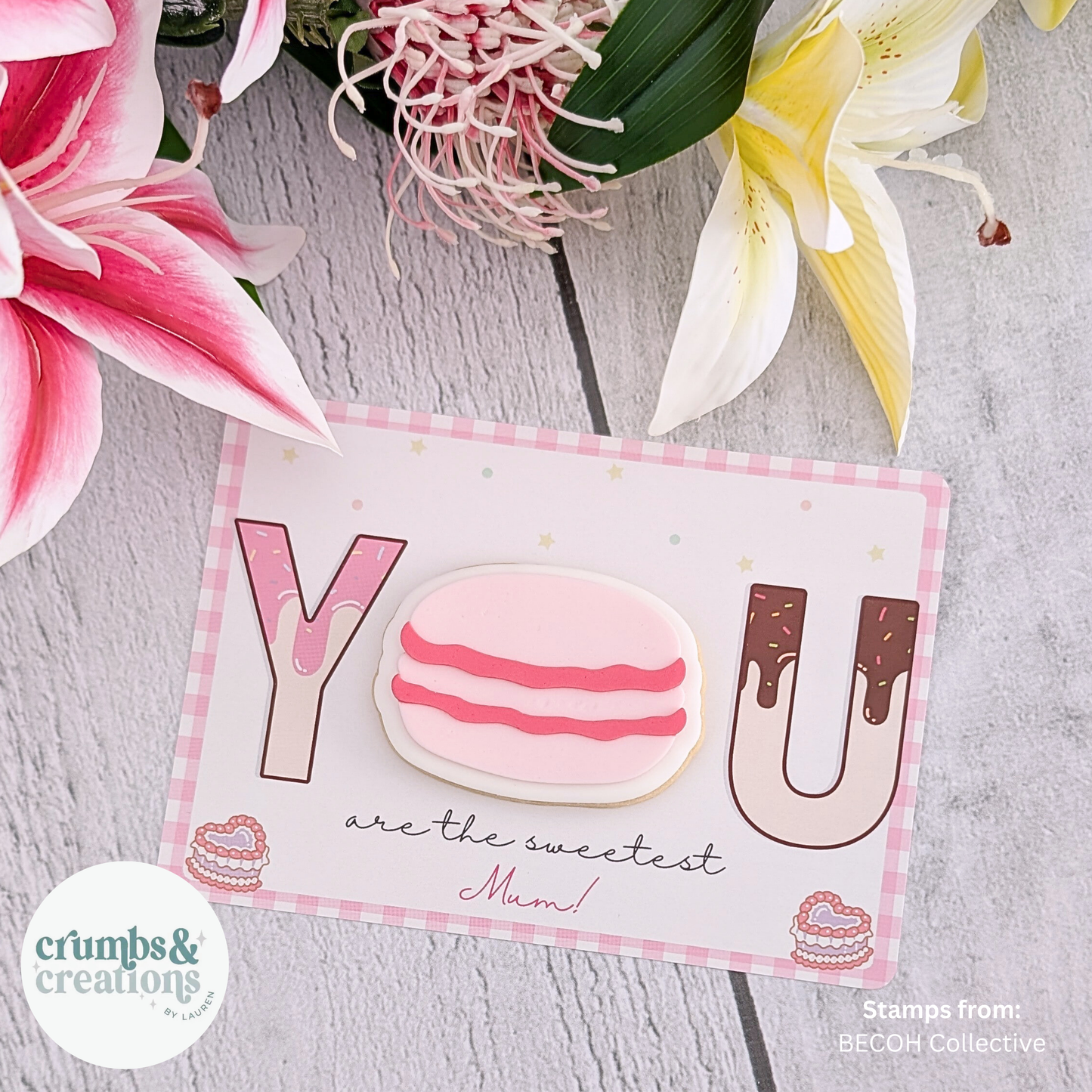[Food Safe] YOU Are The Sweetest Mum - Double Sided Designs - Horizontal Cookie Cards - 25 Pack