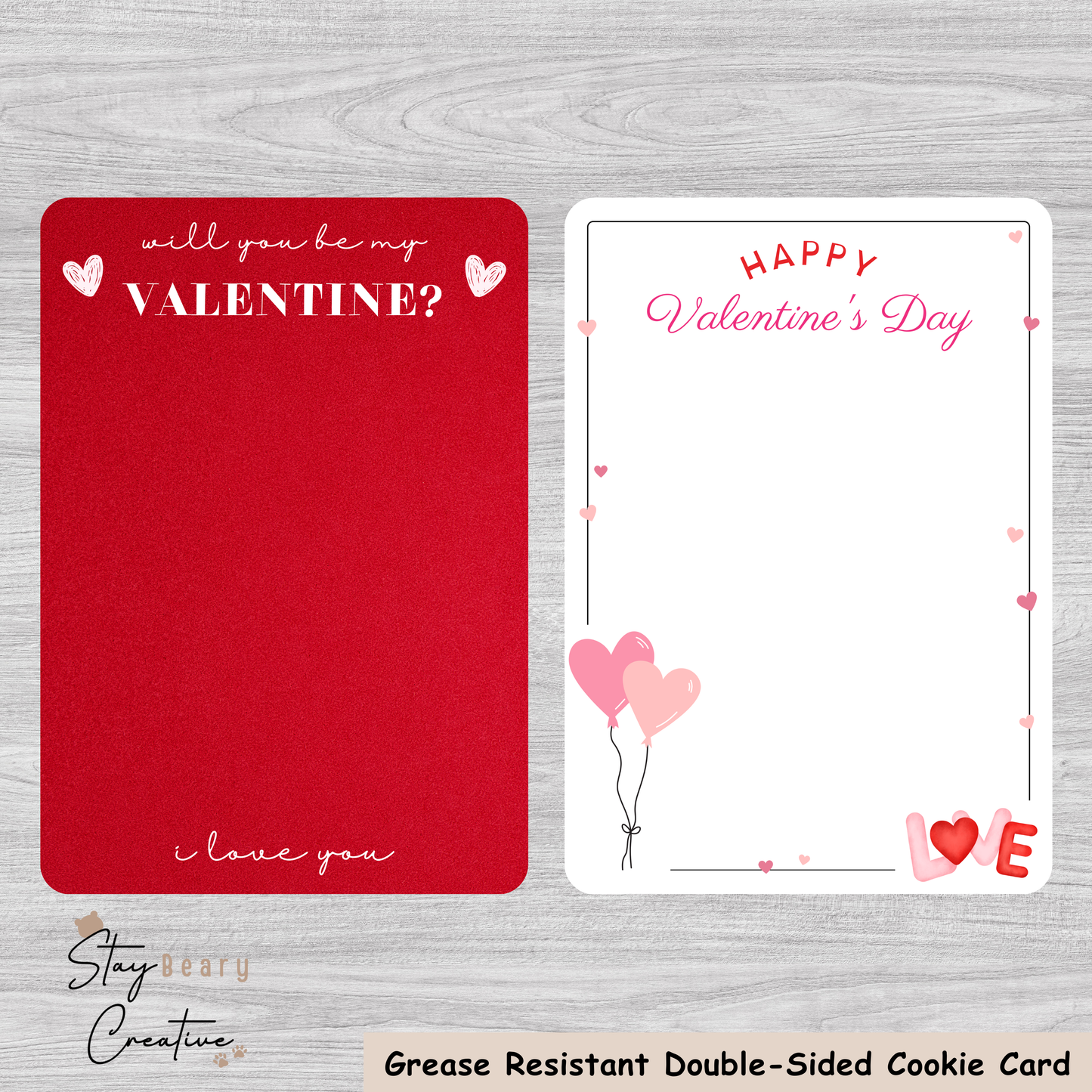 [Food Safe] Will You Be My Valentine? - Happy Valentine's Day - Double Sided Designs - Vertical Cookie Cards - 25 Pack