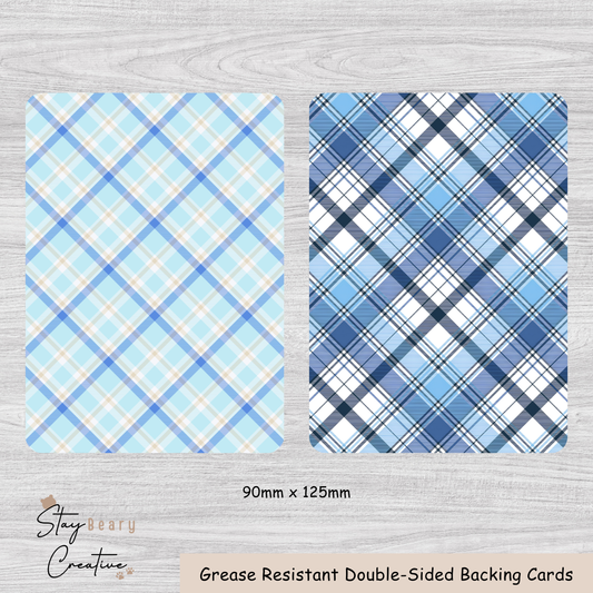 [Food Safe] Light Blue And Navy Blue Tartan Plaid - Small Backing Cards - 25 Pack