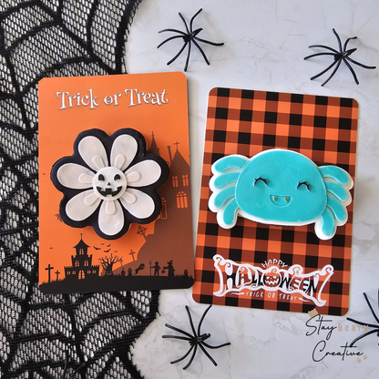 [Food Safe] Trick or Treat - Gingham - Double Sided Designs - Vertical Cookie Cards - 25 Pack