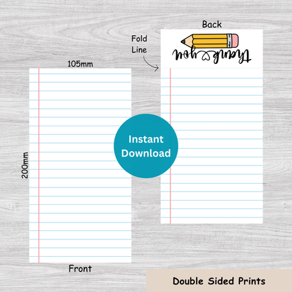 [DIGITAL] Teacher - Thank You - Double Sided Designs - Folded Bag Toppers