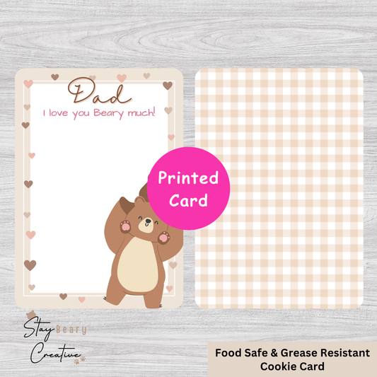 [Food Safe] Father's Day - Dad I Love You Beary Much - Gingham Pattern - Double Sided Designs - Cookie Cards - 25 Pack