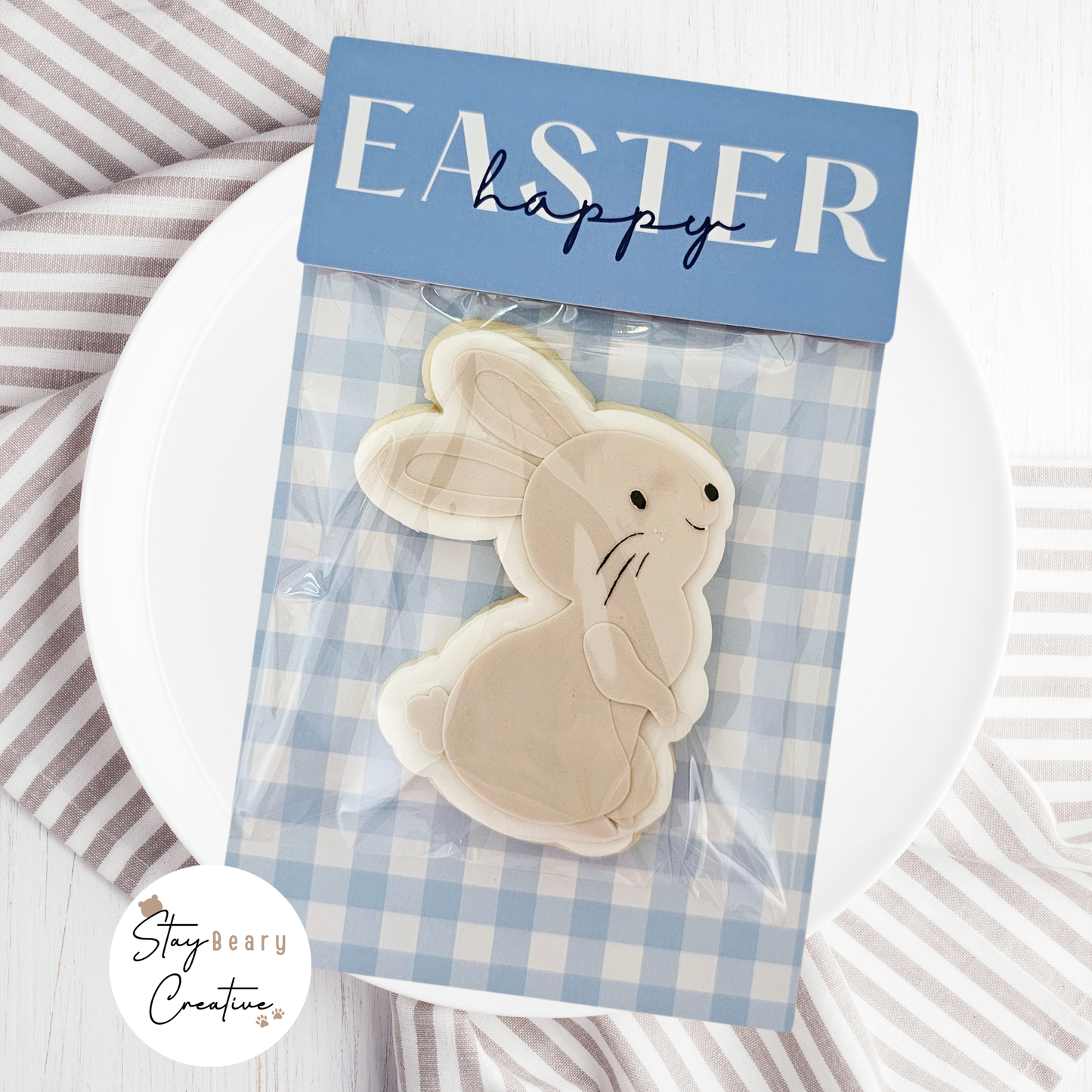 [Printing Samples] Easter Blue & Orange Gingham - Folded Bag Toppers - 25 Pack