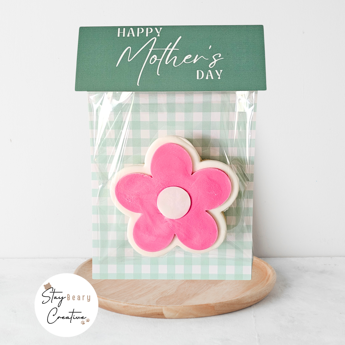[Food Safe] Happy Mother's Day - Gingham - Double Sided Designs - Folded Bag Toppers - 25 Pack