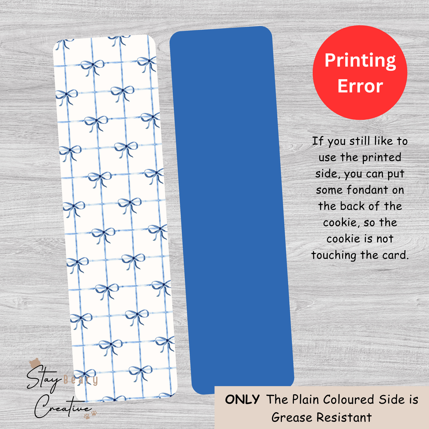 [Clearance] Blue Bows - Double Sided Designs - Long Backing Cards - 25 Pack