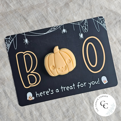 [Food Safe] Boo - Happy Halloween - Double Sided Designs - Horizontal Cookie Cards - 25 Pack