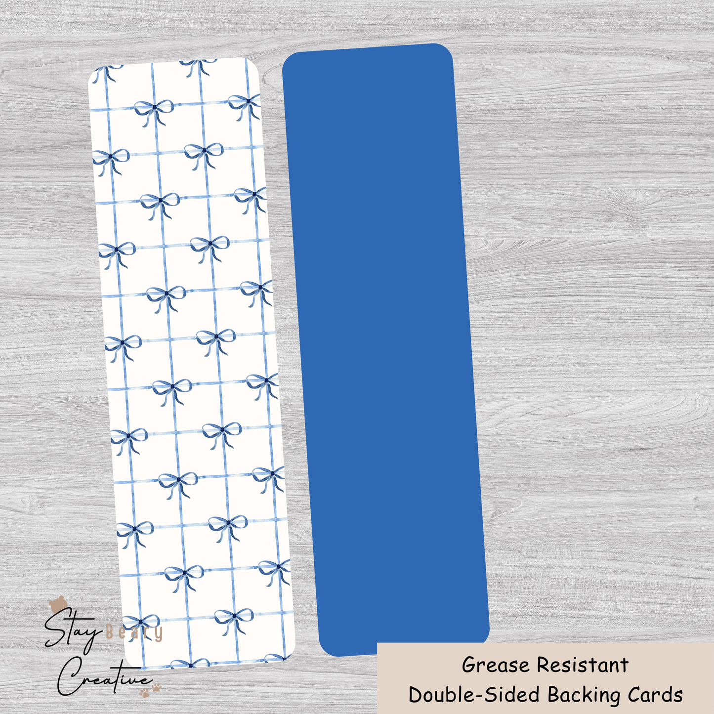 [Reprints] Blue Bows - Double Sided Designs - Long Backing Cards - 25 Pack