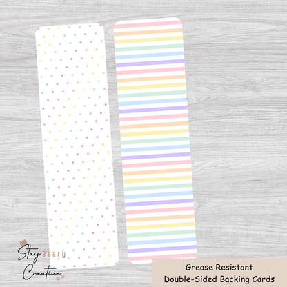 [Food Safe] Pastel Stripes or Dots - Double Sided Designs - Long Backing Cards - 25 Pack