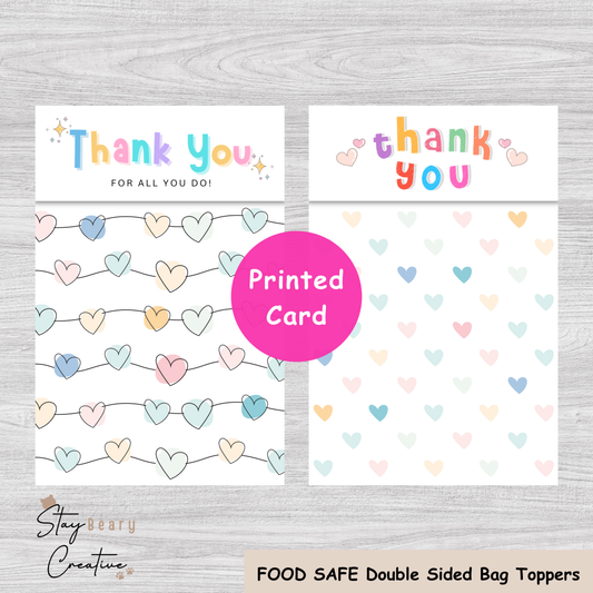 [Food Safe] Thank You - Thank You For All You Do - Double Sided Designs - Folded Bag Toppers - 25 Pack