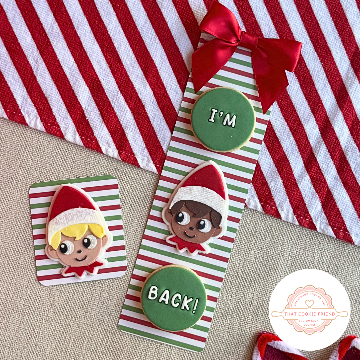 [Food Safe] Christmas Pattern - Stripes - Double Sided Designs - Backing Cards - 25 Pack