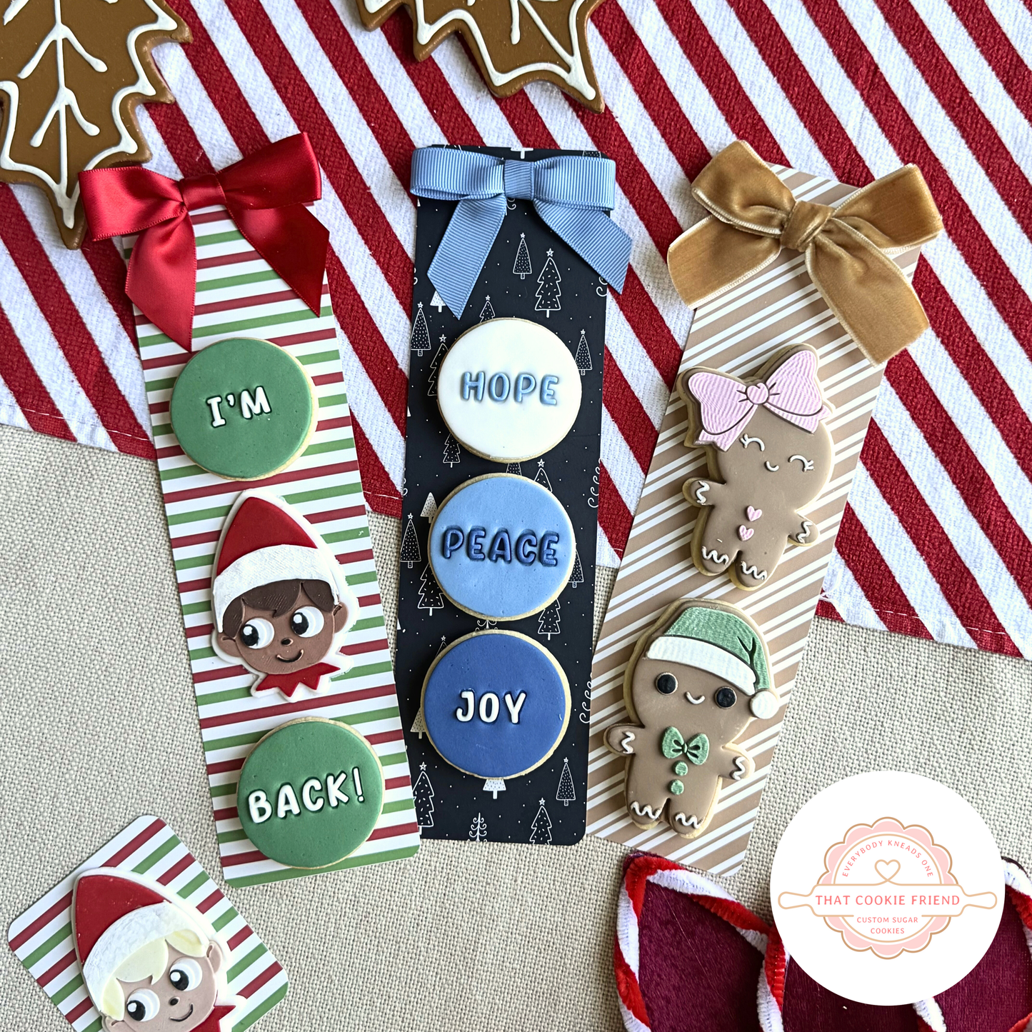 [Food Safe] Christmas Pattern - Stripes - Double Sided Designs - Backing Cards - 25 Pack