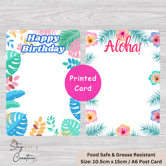 [Food Safe] Aloha - Happy Birthday - Double Sided Designs - Cookie Cards - 25 Pack