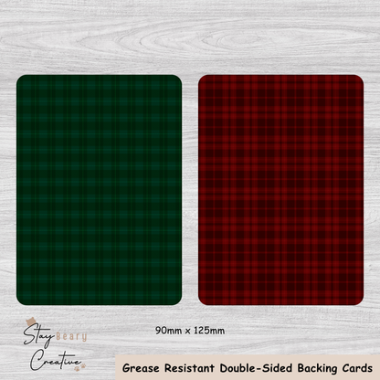 [Food Safe] Christmas Plaid - Double Sided Designs - Backing Cards - 25 Pack