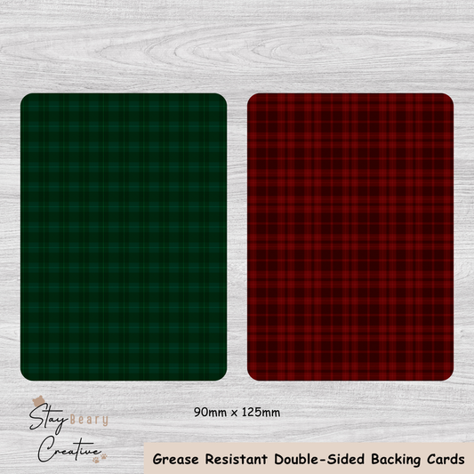 [Food Safe] Christmas Plaid - Double Sided Designs - Backing Cards - 25 Pack
