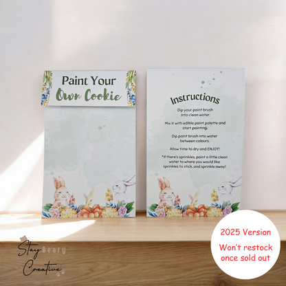 [Clearance] Easter Paint Your Own Cookie  - Folded Bag Toppers with Instructions on Back - 25 Pack