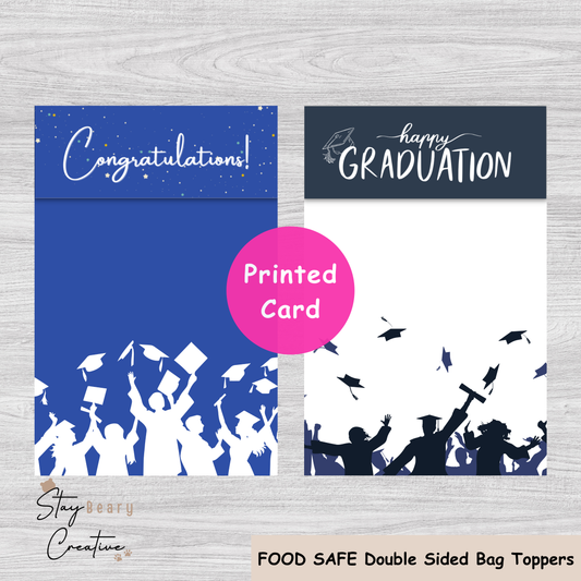 [Food Safe] Graduation - Double Sided Designs - Folded Bag Toppers - 25 Pack