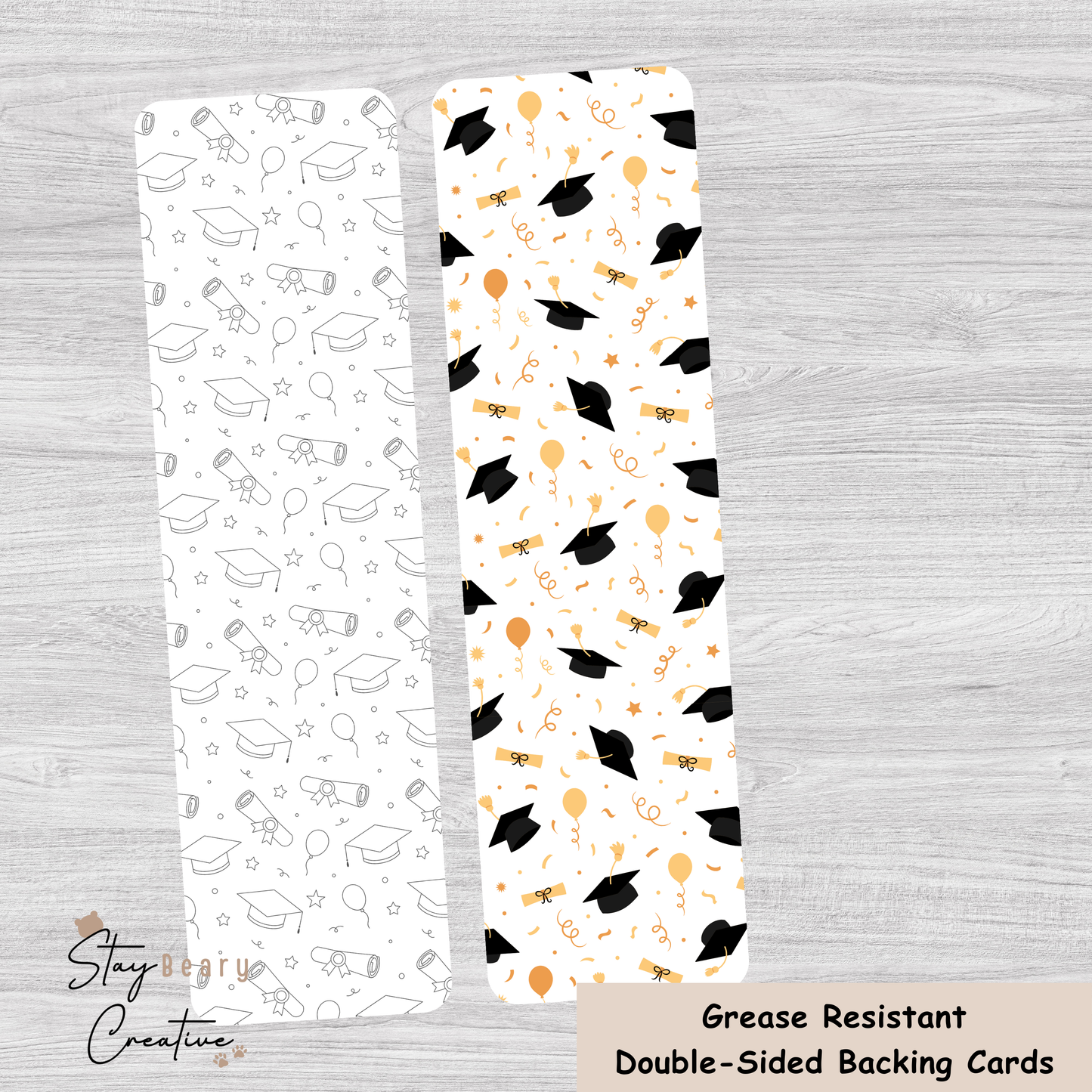 [Food Safe] Graduation Pattern - Double Sided Designs - Backing Cards - 25 Pack
