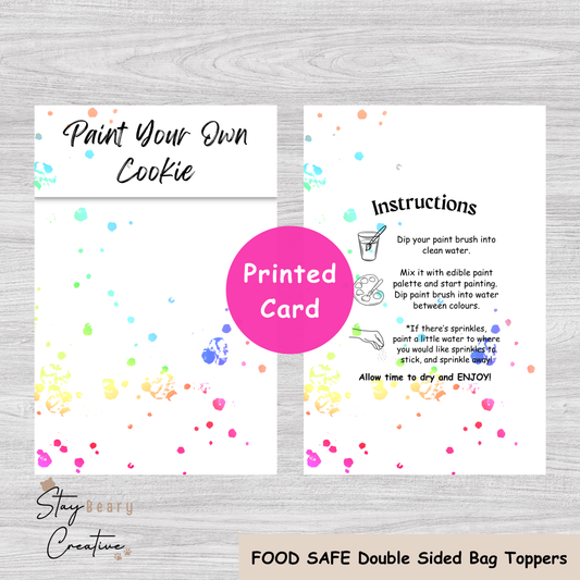 [Food Safe] Paint Your Own - Rainbow Splatter - Double Sided Designs - Folded Bag Toppers - 25 Pack