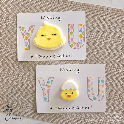 [Food Safe] Wishing YOU A Happy Easter - Double Sided Designs - Horizontal Cookie Cards - 25 Pack