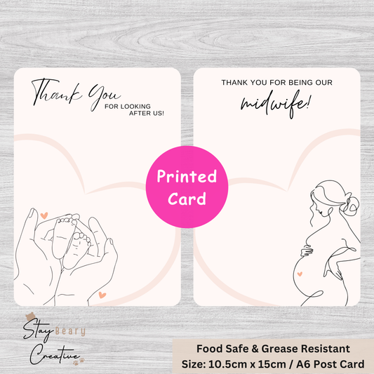[Food Safe] Thank You - Midwife - Double Sided Designs - Cookie Cards - 25 Pack