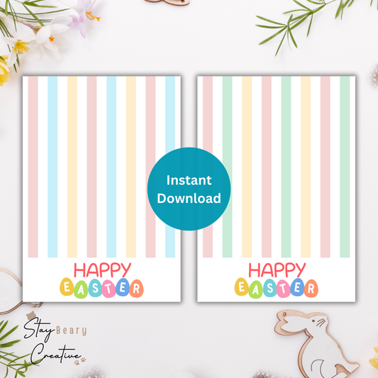 [DIGITAL] Easter Stripes - Cookie Cards - 10.5cm x 15cm