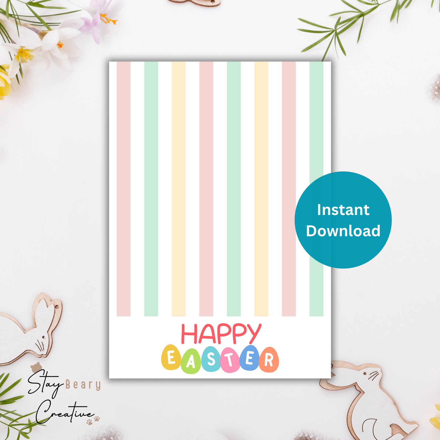 [DIGITAL] Easter Stripes - Cookie Cards - 10.5cm x 15cm