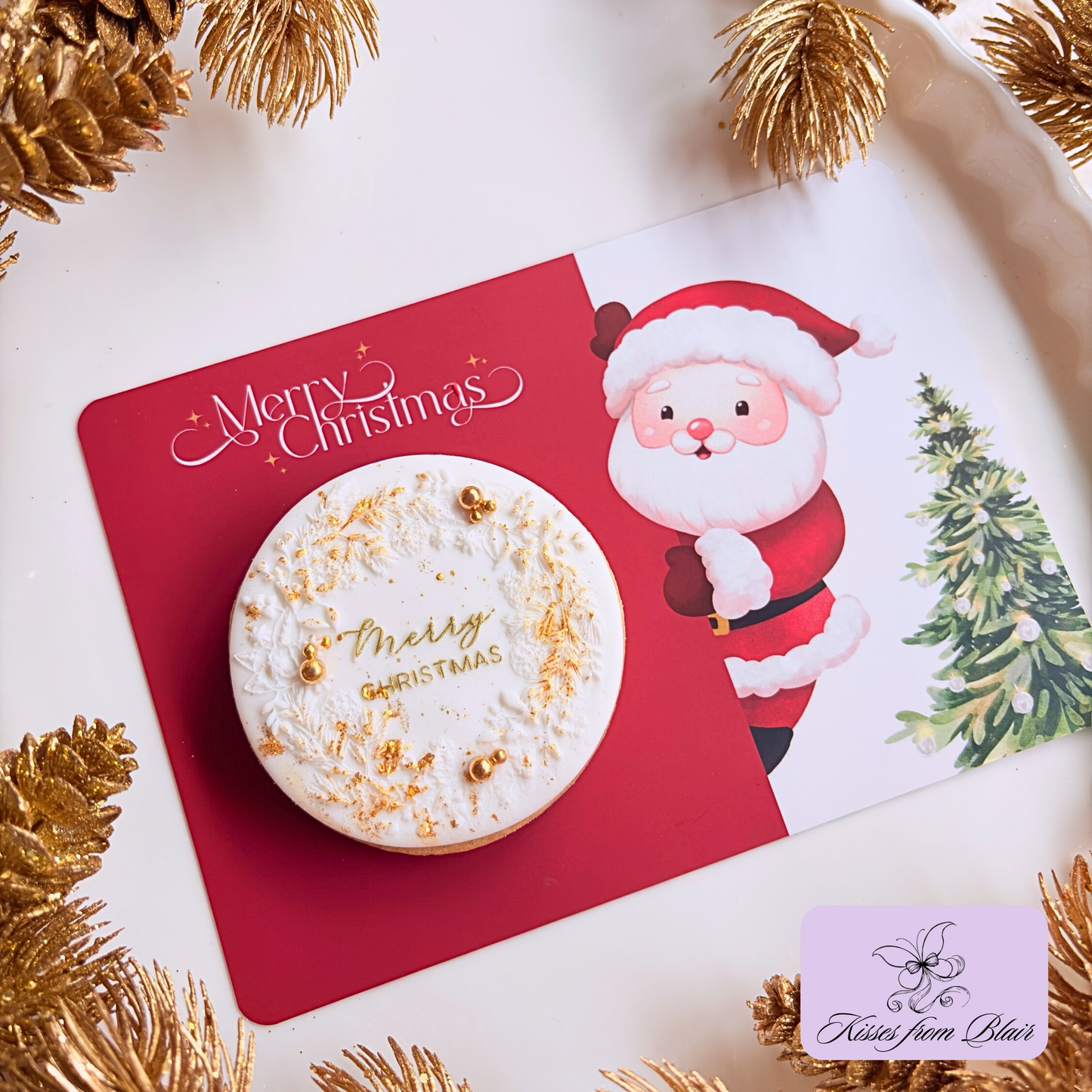 [Food Safe] Santa Clause - Merry Christmas - Double Sided Designs - Horizontal Cookie Cards - 25 Pack